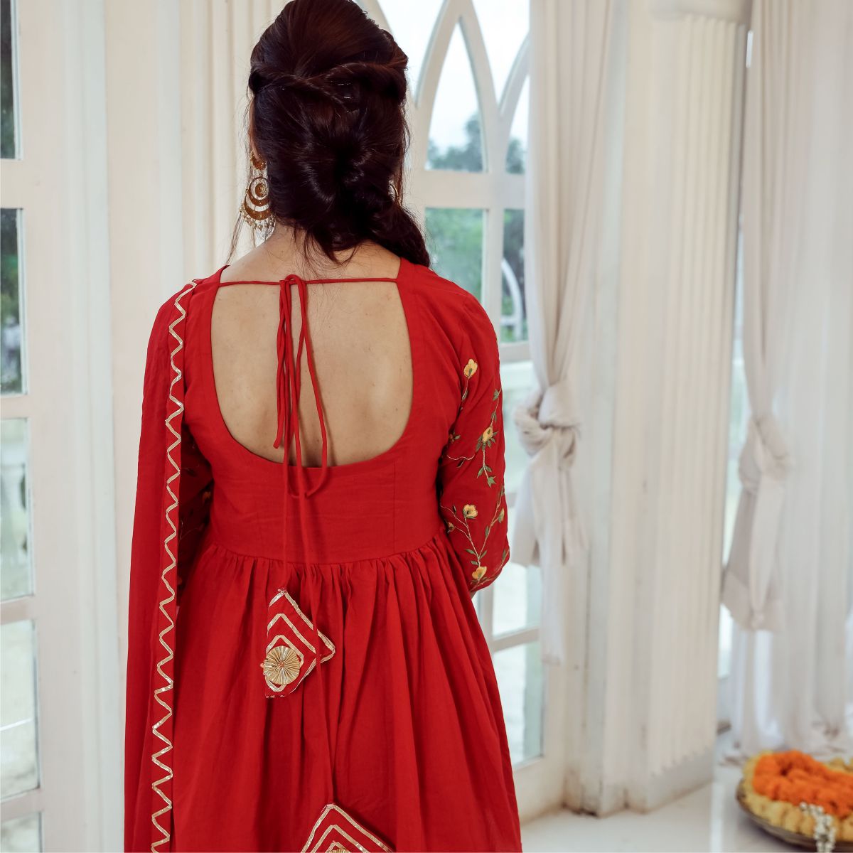 Red Embroidered Sharara  Set