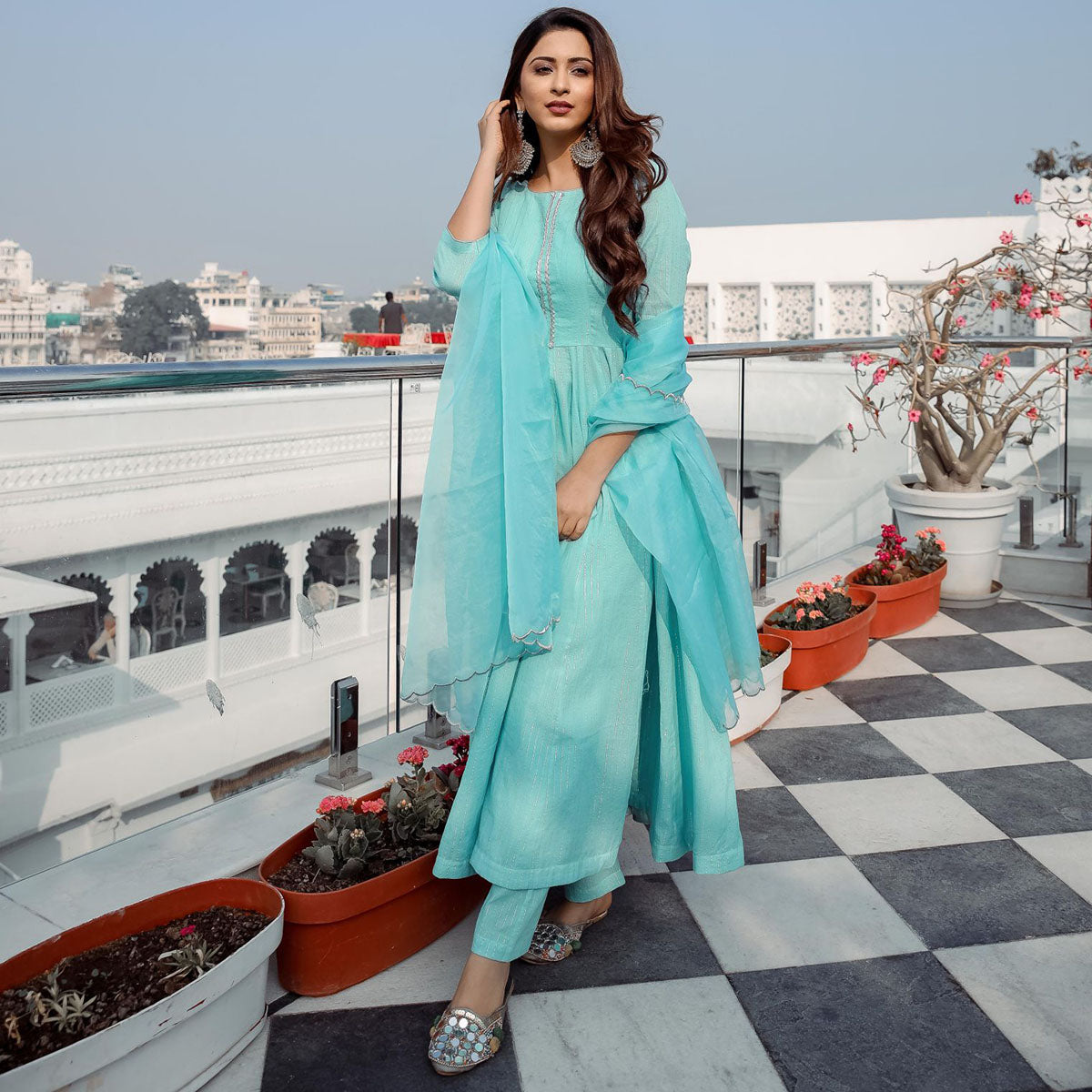 Sky Blue Salwar Suit | Buy Sky Blue Colour Salwar Suits Online | KalaNiketan